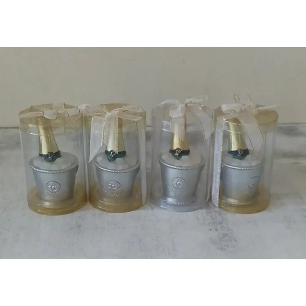 Candles Set of 4 pc Champagne Bottle in Ice Bucket Minis NEW